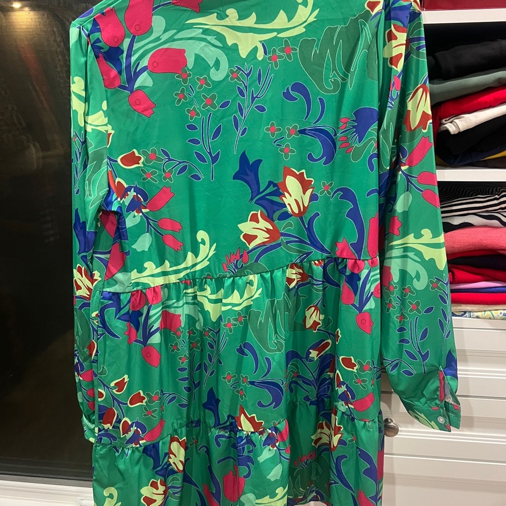 Boutique Floral Green Button-Up Dress size Lrg - Picture 7 of 7
